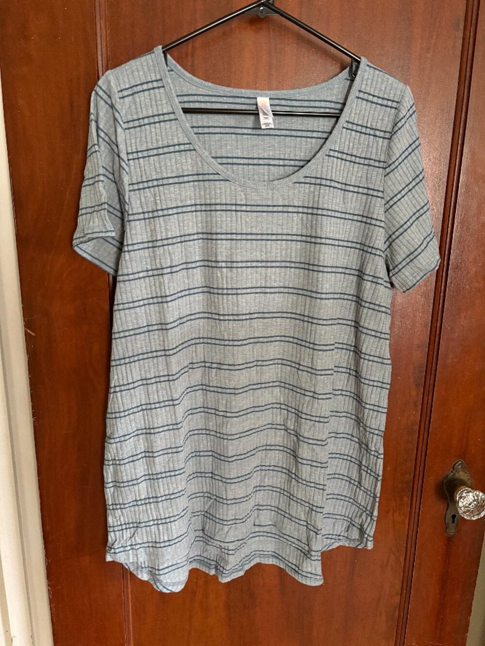 Lularoe Grey Striped T-Shirt, Size 2XL